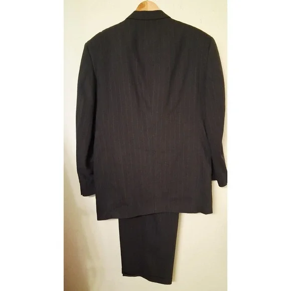 Nino Cerruti Double Breasted Suit 46L 38x31 Made in USA VTG 1990s 1980s Striped